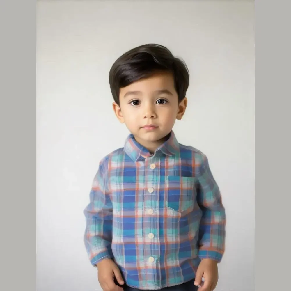 OshKosh Orange Blue Aqua Plaid Dress Shirt 2T‎ Long Sleeve Spring Easter Fall